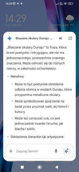 tekst wyszukiwarki Gemini zaczynający się od frazy: "Blaszane Okulary Dunaju"