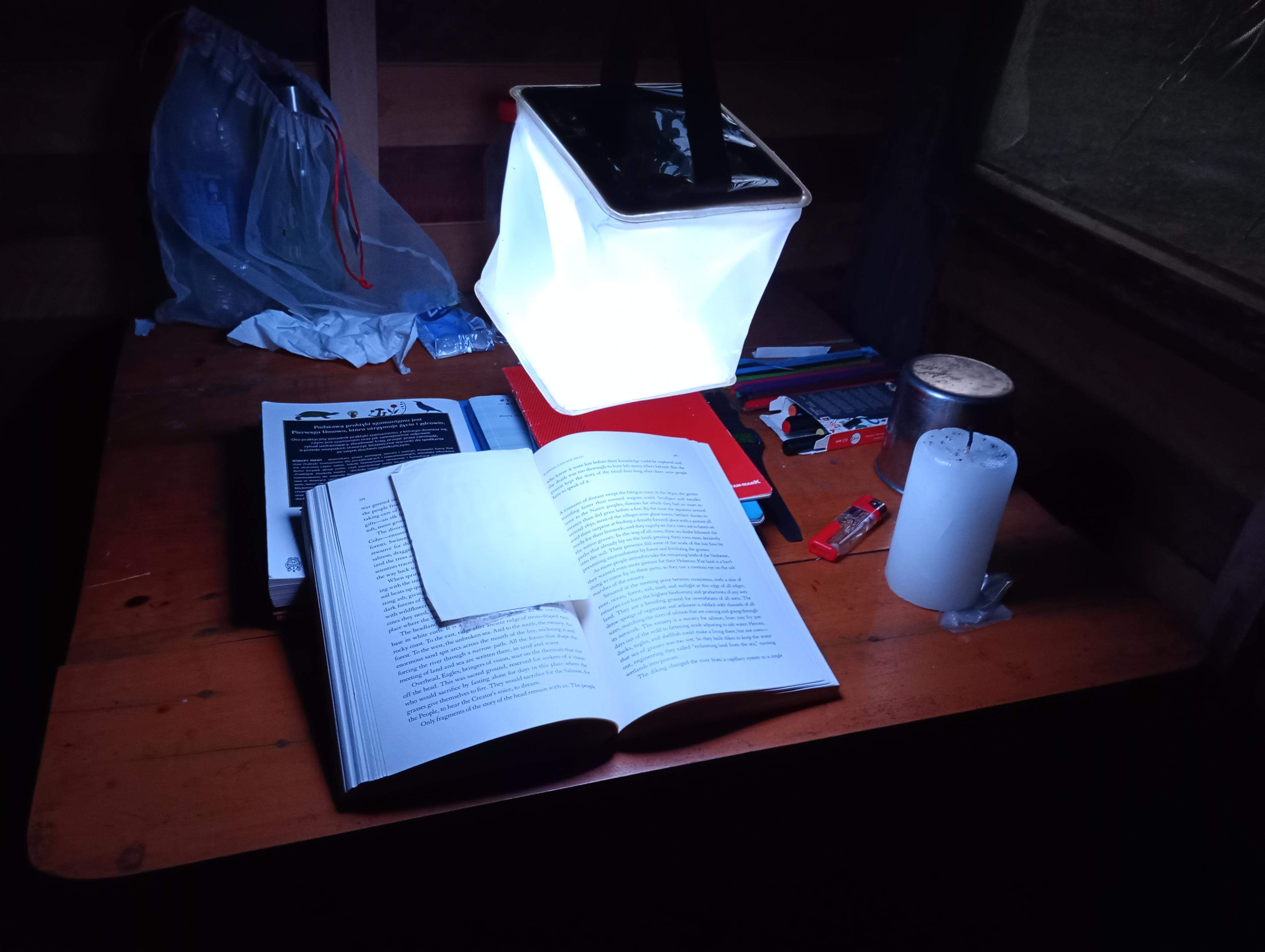 Książka, lampka, noc